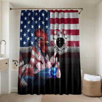 Bowling Rooster Bathroom Set with Striking Pins and American Flag Feather Pattern - Wonder Print Shop