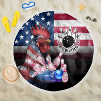 Bowling Rooster Beach Blanket with Striking Pins and American Flag Feather Pattern - Wonder Print Shop