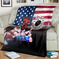 Bowling Rooster Blanket with Striking Pins and American Flag Feather Pattern - Wonder Print Shop