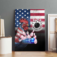 Bowling Rooster Canvas Wall Art with Striking Pins and American Flag Feather Pattern - Wonder Print Shop