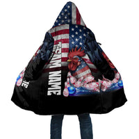 Custom Bowling Rooster Cloak with Striking Pins and American Flag Feather Pattern - Wonder Print Shop