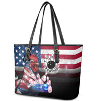 Bowling Rooster Leather Tote Bag with Striking Pins and American Flag Feather Pattern - Wonder Print Shop