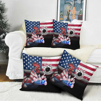Bowling Rooster Pillow Cover with Striking Pins and American Flag Feather Pattern - Wonder Print Shop