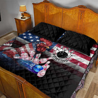 Bowling Rooster Quilt Bed Set with Striking Pins and American Flag Feather Pattern - Wonder Print Shop