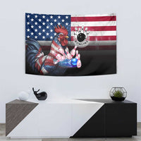 Bowling Rooster Tapestry with Striking Pins and American Flag Feather Pattern - Wonder Print Shop