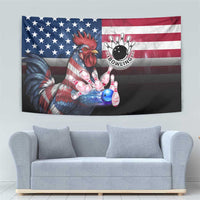 Bowling Rooster Tapestry with Striking Pins and American Flag Feather Pattern - Wonder Print Shop