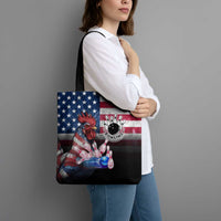 Bowling Rooster Tote Bag with Striking Pins and American Flag Feather Pattern - Wonder Print Shop