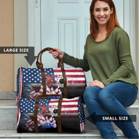 Bowling Rooster Travel Bag with Striking Pins and American Flag Feather Pattern - Wonder Print Shop