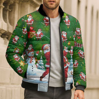 Custom Funny Christmas Golf Shirt Mens Golf Bomber Puffer Jacket Santa Golfer Christmas - Wonder Print Shop
