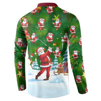 Custom Funny Christmas Golf Shirt Mens Golf Button Sweatshirt Santa Golfer Christmas - Wonder Print Shop