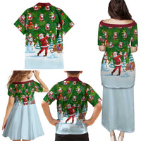 Custom Funny Christmas Golf Shirt Mens Golf Family Matching Puletasi and Hawaiian Shirt Santa Golfer Christmas - Wonder Print Shop