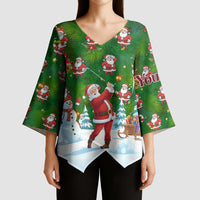 Custom Funny Christmas Golf Shirt Mens Golf Kimono Sleeve Blouse Santa Golfer Christmas - Wonder Print Shop