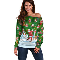 Custom Funny Christmas Golf Shirt Mens Golf Off Shoulder Sweater Santa Golfer Christmas - Wonder Print Shop