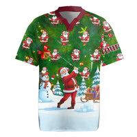 Custom Funny Christmas Golf Shirt Mens Golf Rugby Jersey Santa Golfer Christmas - Wonder Print Shop