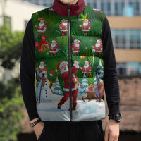 Funny Christmas Golf Shirt Mens Golf Sleeveless Puffer Jacket Santa Golfer Christmas - Wonder Print Shop