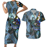 Kangaroo Aboriginal Pattern Dot Art Couples Matching Short Sleeve Bodycon Dress and Hawaiian Shirt - Wonder Print Shop