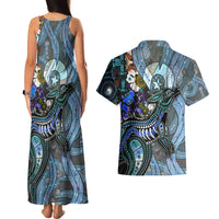 Kangaroo Aboriginal Pattern Dot Art Couples Matching Tank Maxi Dress and Hawaiian Shirt - Wonder Print Shop