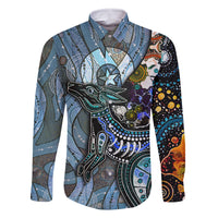 Kangaroo Aboriginal Pattern Dot Art Family Matching Long Sleeve Bodycon Dress and Hawaiian Shirt - Wonder Print Shop