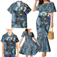 Kangaroo Aboriginal Pattern Dot Art Family Matching Mermaid Dress and Hawaiian Shirt - Wonder Print Shop