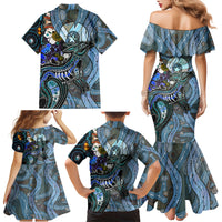 Kangaroo Aboriginal Pattern Dot Art Family Matching Mermaid Dress and Hawaiian Shirt - Wonder Print Shop