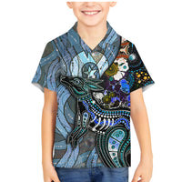 Kangaroo Aboriginal Pattern Dot Art Family Matching Mermaid Dress and Hawaiian Shirt - Wonder Print Shop