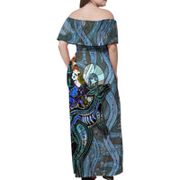 Kangaroo Aboriginal Pattern Dot Art Family Matching Off Shoulder Maxi Dress and Hawaiian Shirt - Wonder Print Shop