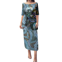 Kangaroo Aboriginal Pattern Dot Art Family Matching Puletasi and Hawaiian Shirt - Wonder Print Shop