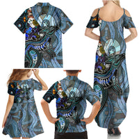 Kangaroo Aboriginal Pattern Dot Art Family Matching Summer Maxi Dress and Hawaiian Shirt - Wonder Print Shop