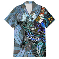 Multicolor kangaroo dot art Hawaiian shirt with short sleeves and button-up collar