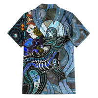 Multicolor kangaroo dot art Hawaiian shirt, short sleeves, camp collar