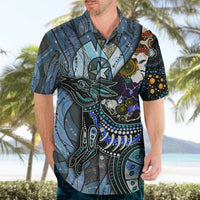 Multicolor kangaroo dot art Hawaiian shirt with open camp collar, short sleeves