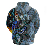 Kangaroo Aboriginal Pattern Dot Art Hoodie - Wonder Print Shop
