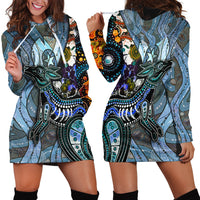 Kangaroo Aboriginal Pattern Dot Art Hoodie Dress - Wonder Print Shop
