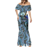 Kangaroo Aboriginal Pattern Dot Art Mermaid Dress - Wonder Print Shop