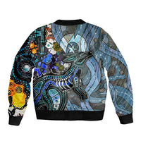 Kangaroo Aboriginal Pattern Dot Art Sleeve Zip Bomber Jacket - Wonder Print Shop
