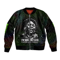Fannie Lou Hamer Bomber Jacket Im Sick and Tired Quote Design Bold Portrait and Civil Rights Movement Tribute - Wonder Print Shop