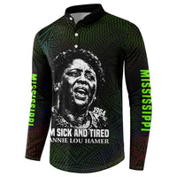 Fannie Lou Hamer Button Sweatshirt Im Sick and Tired Quote Design Bold Portrait and Civil Rights Movement Tribute