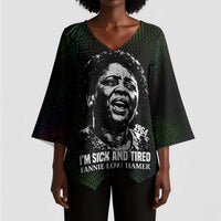 Fannie Lou Hamer Kimono Sleeve Blouse Im Sick and Tired Quote Design Bold Portrait and Civil Rights Movement Tribute - Wonder Print Shop