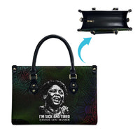 Fannie Lou Hamer Leather Bag Im Sick and Tired Quote Design Bold Portrait and Civil Rights Movement Tribute - Wonder Print Shop