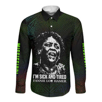 Fannie Lou Hamer Long Sleeve Button Shirt Im Sick and Tired Quote Design Bold Portrait and Civil Rights Movement Tribute - Wonder Print Shop