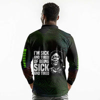 Fannie Lou Hamer Long Sleeve Polo Shirt Im Sick and Tired Quote Design Bold Portrait and Civil Rights Movement Tribute - Wonder Print Shop