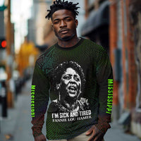 Fannie Lou Hamer Long Sleeve Shirt Im Sick and Tired Quote Design Bold Portrait and Civil Rights Movement Tribute - Wonder Print Shop