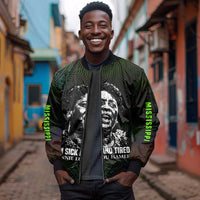 Fannie Lou Hamer Sleeve Zip Bomber Jacket Im Sick and Tired Quote Design Bold Portrait and Civil Rights Movement Tribute - Wonder Print Shop