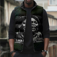 Fannie Lou Hamer Sleeveless Puffer Jacket Im Sick and Tired Quote Design Bold Portrait and Civil Rights Movement Tribute - Wonder Print Shop
