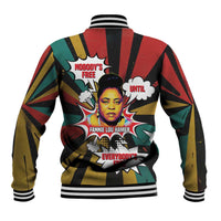 Fannie Lou Hamer Baseball Jacket with Pop Art Comic Style Design Bold Quote and Civil Rights Tribute - Wonder Print Shop