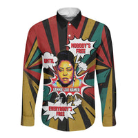 Fannie Lou Hamer Long Sleeve Button Shirt with Pop Art Comic Style Design Bold Quote and Civil Rights Tribute - Wonder Print Shop