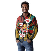 Fannie Lou Hamer Long Sleeve Polo Shirt with Pop Art Comic Style Design Bold Quote and Civil Rights Tribute - Wonder Print Shop
