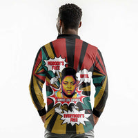 Fannie Lou Hamer Long Sleeve Polo Shirt with Pop Art Comic Style Design Bold Quote and Civil Rights Tribute - Wonder Print Shop