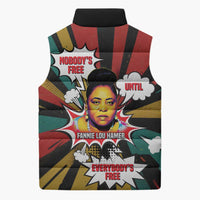 Fannie Lou Hamer Sleeveless Puffer Jacket with Pop Art Comic Style Design Bold Quote and Civil Rights Tribute - Wonder Print Shop