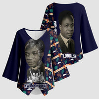 Kwame Nkrumah Kimono Sleeve Blouse Ghana Pan-African Print Design Portrait and Anti-Colonial Legacy Tribute - Wonder Print Shop
